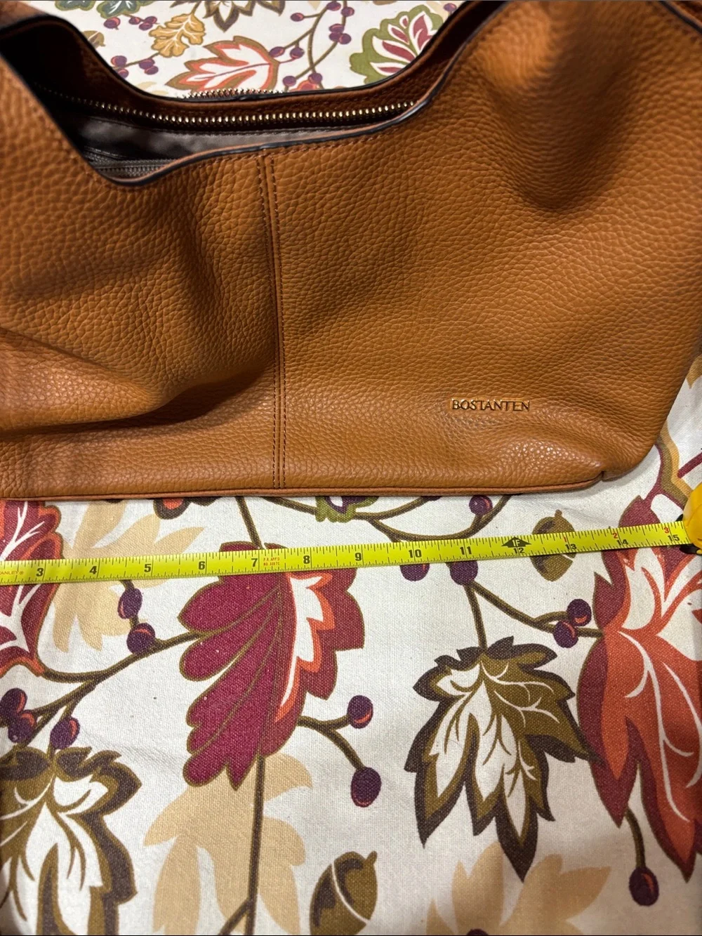 Bostanten Cognac Pebbled Leather Hobo with Top Handles like new
